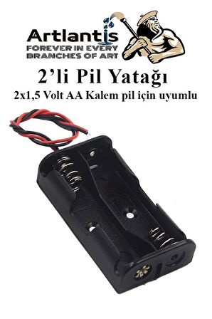 2 Li Pil Yatağı Deney 1 Adet Pil Yuvası Pil Kutusu Aa Kalem Kalın Pil 2x1,5 Volt Yaylı Pil Yuvası