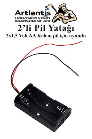 2 Li Pil Yatağı Deney 1 Adet Pil Yuvası Pil Kutusu Aa Kalem Kalın Pil 2x1,5 Volt Yaylı Pil Yuvası