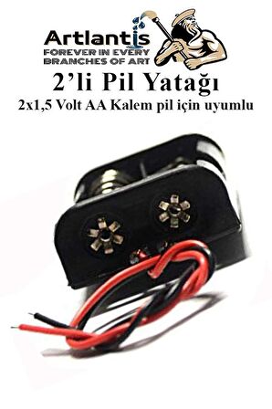 2 Li Pil Yatağı Deney 1 Adet Pil Yuvası Pil Kutusu Aa Kalem Kalın Pil 2x1,5 Volt Yaylı Pil Yuvası