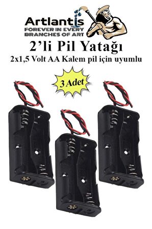 2 Li Pil Yatağı Deney 3 Adet Pil Yuvası Pil Kutusu Aa Kalem Kalın Pil 2x1,5 Volt Yaylı Pil Yuvası