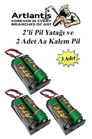 2 Li Pil Yatağı Deney 3 Adet Ve 6 Adet 1.5v Pil 1 Paket Pil Yuvası Pil Kutusu Aa Kalem Kalın Pil 2x1,5 Volt Yaylı Pil Yuvası