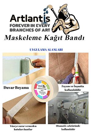 Maskeleme Bandı Kağıt Bant 38 mm 25 Metre 3 Adet Boya Bantı Maskeleme Kağıt Bant Duvar Yağlı Boya Badana