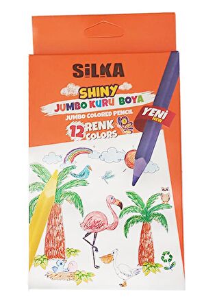 Kuru Boya Jumbo 12 Renk  Tam Boy 1 Paket Jumbo Kuru Boya Kalemi 12'li Üçgen Kolay Kullanım Canlı Renkler