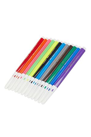Jumbo Keçeli Kalem 12 Renk 1 Paket  Fırça Uçlu 12 li Keçeli Kalem Yıkanabilir Jumbo Canlı Renkler