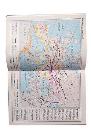 Tarih Atlası 53 Sayfa Renkli Açıklamalı 1 Adet Özyürek Tarih Atlas Kuşe Kağıt 17x24 Karton Kapak Renkli Orta Lise için