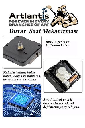 Duvar Saat Mekanizması 1 Adet 10 mm Şaft Sessiz Saat Motoru Akrep Yelkovan Okul Deney Saat Yapım