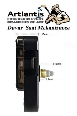 Duvar Saat Mekanizması 5 Adet 10 mm Şaft Sessiz Saat Motoru Akrep Yelkovan Okul Deney Saat Yapım