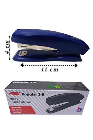 Zımba Makinesi Mavi S-5 Stapler No:10 1 Adet Küçük Zımba Makinası 10-15 Sayfa Ofis Büro Okul Öğrenci Küçük Boy