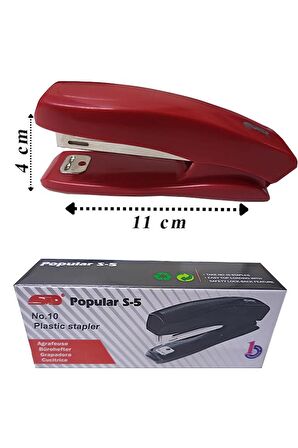 Zımba Makinesi Kırmızı S-5 Stapler No:10 1 Adet Küçük Zımba Makinası 10-15 Sayfa Ofis Büro Okul Öğrenci Küçük Boy