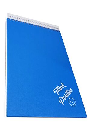 Üstten Spralli Sert Kapak Bloknot 100 Yaprak Çizgili Defter 17x24 Cm Mavi Renk 1 Adet Think Positive