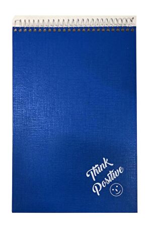 Üstten Spralli Sert Kapak Bloknot 100 Yaprak Çizgili Defter 17x24 Cm Mavi Renk 1 Adet Think Positive