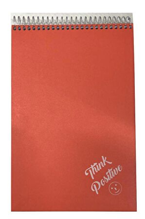 Üstten Spralli Sert Kapak Bloknot 100 Yaprak Çizgili Defter 17x24 Cm Turuncu Renk 1 Adet Think Positive