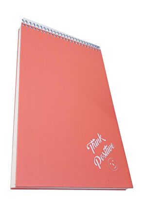 Üstten Spralli Sert Kapak Bloknot 100 Yaprak Çizgili Defter 17x24 Cm Turuncu Renk 1 Adet Think Positive