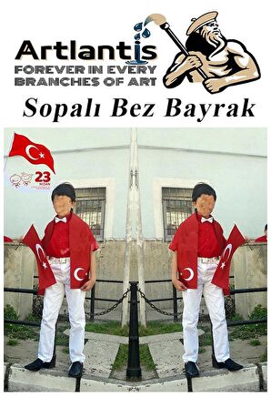 Sopalı Bez Bayrak 30x45 Cm 1 Adet Saplı Bayrak Ay Yıldız Plastik Çıtalı 30*45 Bez Bayrak Mill Bayram Kutlama