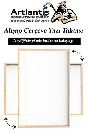 Duvara Monte Beyaz Yazı Tahtası 30x45 cm 1 Adet Laminant Yazı Tahtası Ahşap Çerçeveli Askılı Okul Ofis Büro