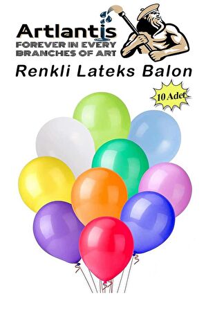 Balon Renkli Lateks 10 Adet Renkli Balon 10'' Canlı Renkler Parti Doğum Günü Süsleme Malzemeleri Balon 26 cm