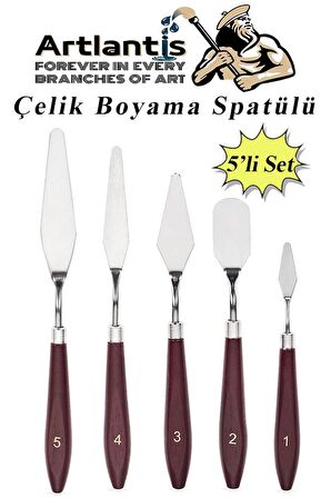 Çelik Spatül 5 Li Set Resim Ve Heykel Çelik Spatula Esnek Çelik Palet Bıçağı Pasta Spatulası 1 Paket