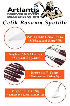 Çelik Spatül 5 Li Set Resim Ve Heykel Çelik Spatula Esnek Çelik Palet Bıçağı Pasta Spatulası 1 Paket