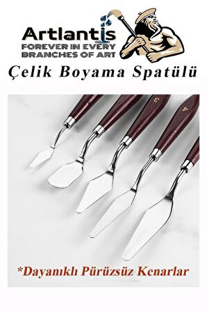 Çelik Spatül 5 Li Set Resim Ve Heykel Çelik Spatula Esnek Çelik Palet Bıçağı Pasta Spatulası 1 Paket