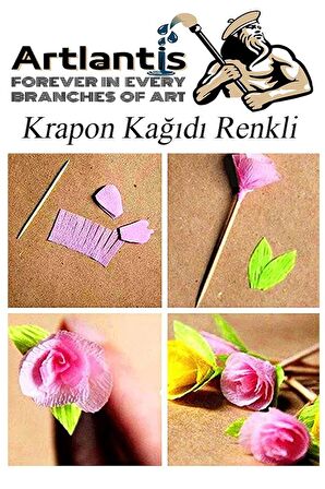 Krapon Kağıdı 10 Renk 50x200 cm 1 Paket Grapon Kağıdı Karışık Renkli 10'lu Okul Sınıf Kreş