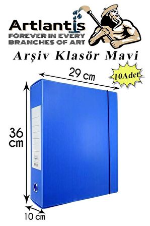 Mavi Arşiv Ve Proje Kutusu 29x36x10cm 10 Adet Arşiv Klasörü Lastikli Plastik Arşiv Klasörü Büro Okul Sınıf