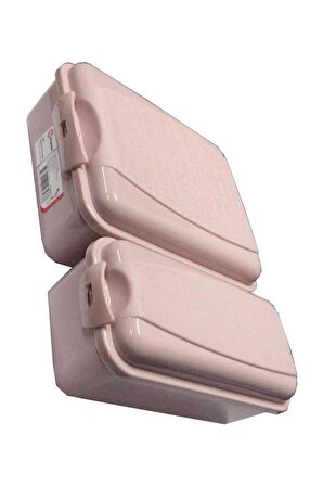 Beslenme Kutusu 2 Bölmeli Açık Pembe Renk 1 Adet Yemek Saklama Kabı Beslenme Çantası 17x22 cm