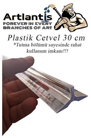 Cetvel 30 cm Plastik Şeffaf 1 Adet Tribli Desimetre Okul Sınıf Öğrenci Tutumu Kolay Cetvel 30 cm