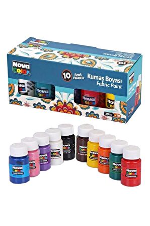 Kumaş Boyası 10 Renk 30 Ml 1 Paket Tişört Çanta Tekstil Boyası 10 Lu 30 ml Canlı Renkler