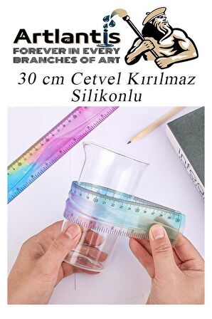 Kırılmaz Cetvel 30 Cm Silikonlu Gökkuşağı 1 Adet Flexible Silikonlu Cetvel Büro Okul Sınıf