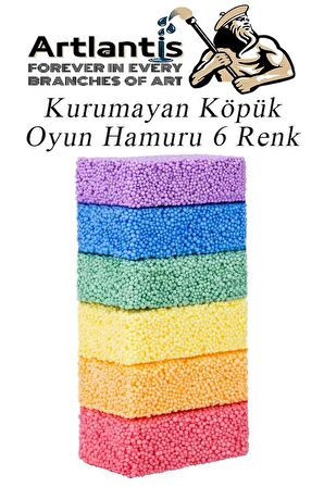 Kurumayan Köpük Oyun Hamuru 6 Renk 1 Paket Köpük Hamur 6 lı 6X10 gr Okul Öncesi Hobi Aktivite 