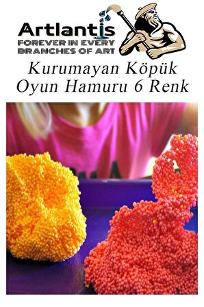 Kurumayan Köpük Oyun Hamuru 6 Renk 1 Paket Köpük Hamur 6 lı 6X10 gr Okul Öncesi Hobi Aktivite 