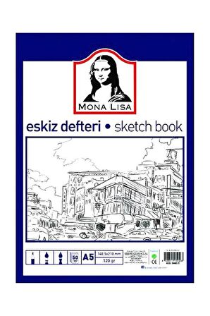 Eskiz Defteri A-5 Dokulu Kağıt Kara Kalem Çalışma Defteri 50 Yaprak 120 gr 14,8x21 cm 1 Adet Südor