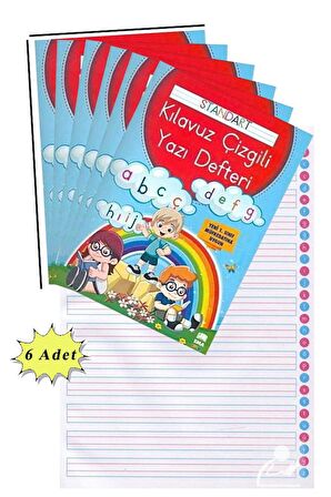 Güzel Yazı Defteri A4 Boy 19x27 cm 24 Yaprak 6 Adet Standart Çizgili Yazı Defteri Dik Temel Harflerle 1. Sınıf