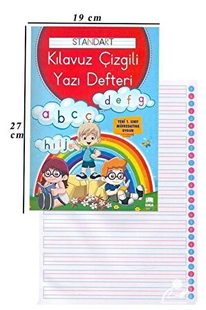 Güzel Yazı Defteri A4 Boy 19x27 cm 24 Yaprak 6 Adet Standart Çizgili Yazı Defteri Dik Temel Harflerle 1. Sınıf