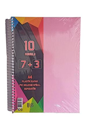 7+3 Ayraçlı Defter 10 Konulu 300 Yaprak 1 Adet 7 Kareli 3 Çizgili Spralli Plastik Kapak Seperatörlü