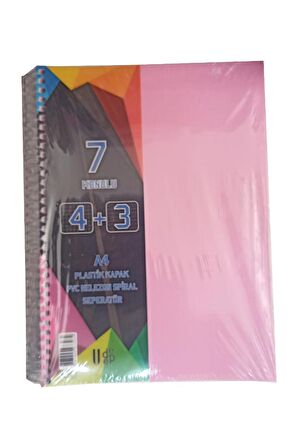 4+3 Ayraçlı Defter 7 Konulu 175 Yaprak 1 Adet 4 Kareli 3 Çizgili Spralli Plastik Kapak Seperatörlü