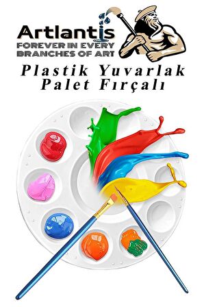 Yuvarlak Resim Paleti Fırçalı 1 Paket 10 Hazneli Boya Paleti Sanatsal Boyalar İçin Palet Akrilik Boya Yağlı Boya Guaj Boya Fırçalı