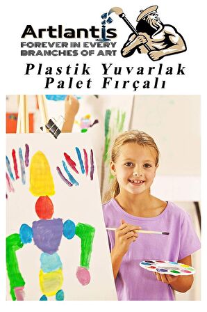 Yuvarlak Resim Paleti Fırçalı 1 Paket 10 Hazneli Boya Paleti Sanatsal Boyalar İçin Palet Akrilik Boya Yağlı Boya Guaj Boya Fırçalı