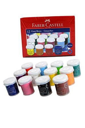 Guaj Boya 12 Renk x 15 Ml Su Bazlı Şişe 1 Paket Faber Guaj Boya Seti Şişe İçerisinde 12 li Okul Hobi