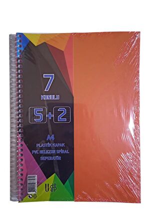 5+2 Ayraçlı Defter 7 Konulu 175 Yaprak 1 Adet 5 Kareli 2 Çizgili Spralli Plastik Kapak Seperatörlü