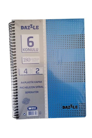4+2 Ayraçlı Defter 6 Konulu 180 Yaprak 1 Adet 4 Kareli 2 Çizgili Spralli Plastik Kapak Seperatörlü