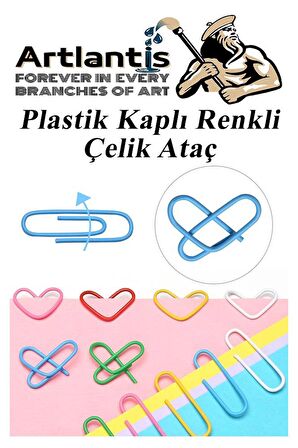 Ataç Renkli Metal Plastik Kaplama 100 Adet Orta Boy 1 Paket Ataş Okul Ofis Belge Düzenleme Paslanmaz Kaplamalı