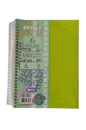 Orta Boy 4+2 Ayraçlı Defter 6 Konulu 180 Yaprak 1 Adet 4 Kareli 2 Çizgili Spralli Plastik Kapak Seperatörlü 18x25 cm