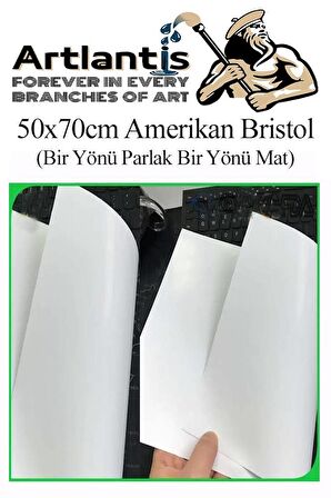 Amerikan Bristol Karton 50x70 cm 5 Adet 220 gr Bir Tarafı Parlak Bir Tarafı Mat Kağıt Biristol Karton