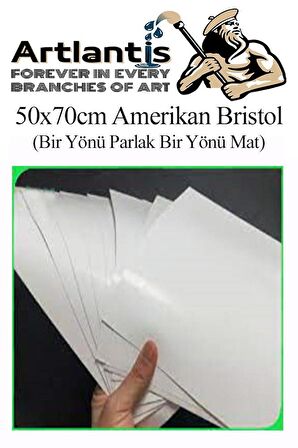 Amerikan Bristol Karton 50x70 cm 5 Adet 220 gr Bir Tarafı Parlak Bir Tarafı Mat Kağıt Biristol Karton