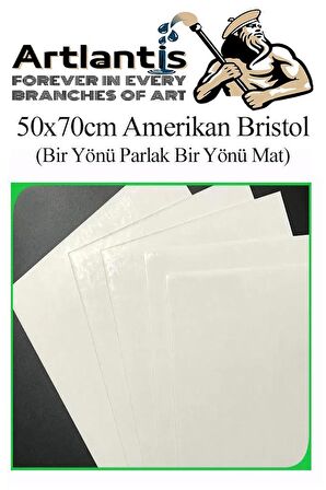 Amerikan Bristol Karton 50x70 cm 5 Adet 220 gr Bir Tarafı Parlak Bir Tarafı Mat Kağıt Biristol Karton