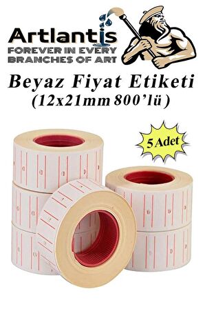 Fiyat Etiketi Beyaz 800'lü 5 Paket 12x21mm Beyaz Fiyat Etiketi Mx-5500 M5500 Hg979 Motex Etiket Makinesi Yedeğiart