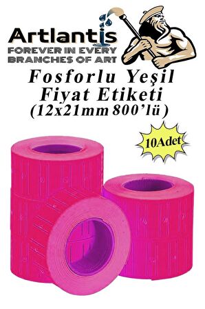 Fiyat Etiketi Pembe 800'lü 10 Paket 12x21mm Fosforlu Pembe Fiyat Etiketi Mx-5500 M5500 Hg979 Motex Etiket Makinesi Yedeği