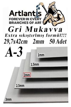 A3 Mukavva Gri 2 mm 50 Adet 1 Paket 29.7x42 cm A-3 Mukavva 2,0 mm Kalınlığında A-3 Mukavva