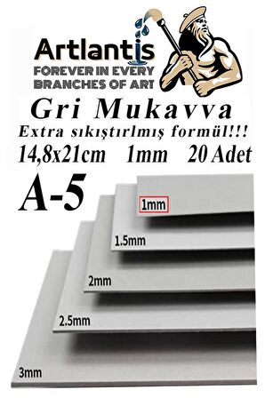 A5 Mukavva Gri 1.0mm 20 Adet 1 Paket 14,8x21 cm A-5 Mukavva 1,0 mm Kalınlığında A-5 Mukavva